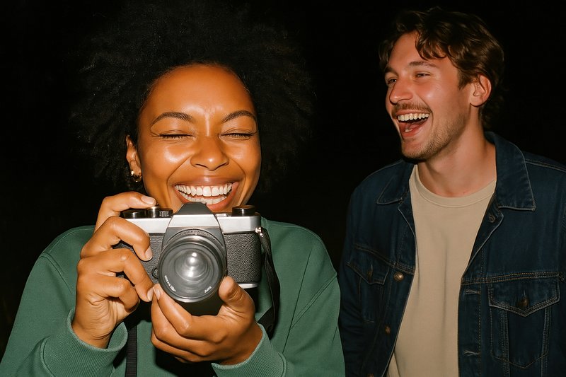 Joyful friends capturing memories.