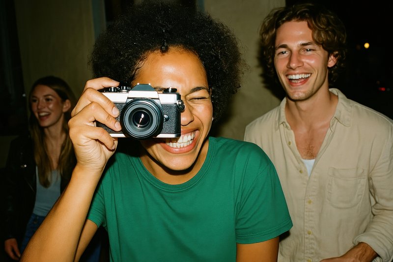 Joyful friends capturing memories.