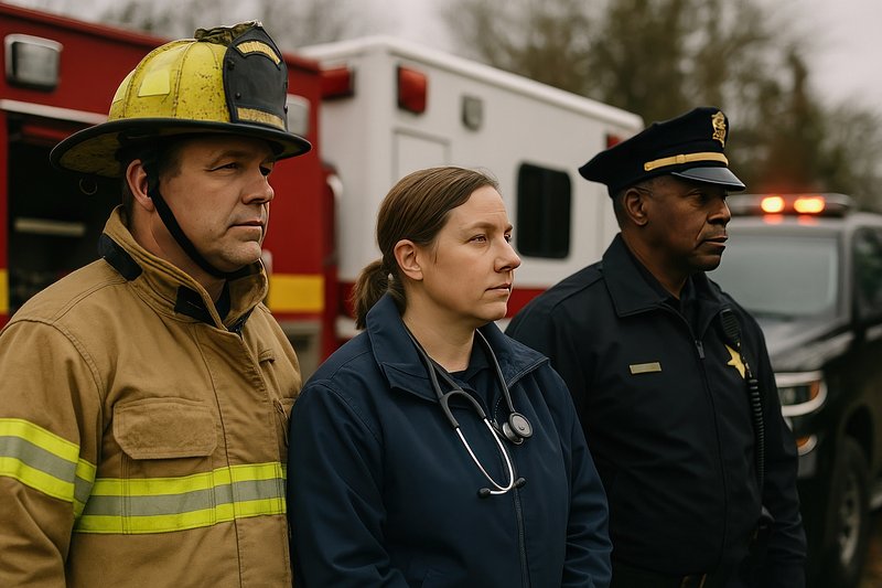 Emergency responders standing together.