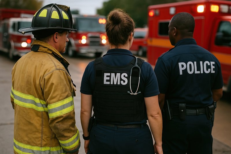 Emergency responders working together.