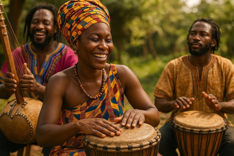 Joyful African drum performance