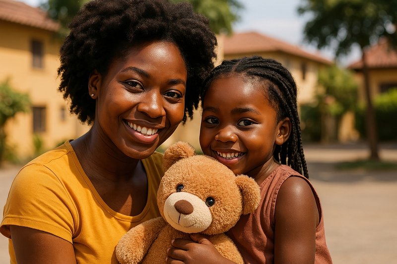 Joyful family outdoor portrait