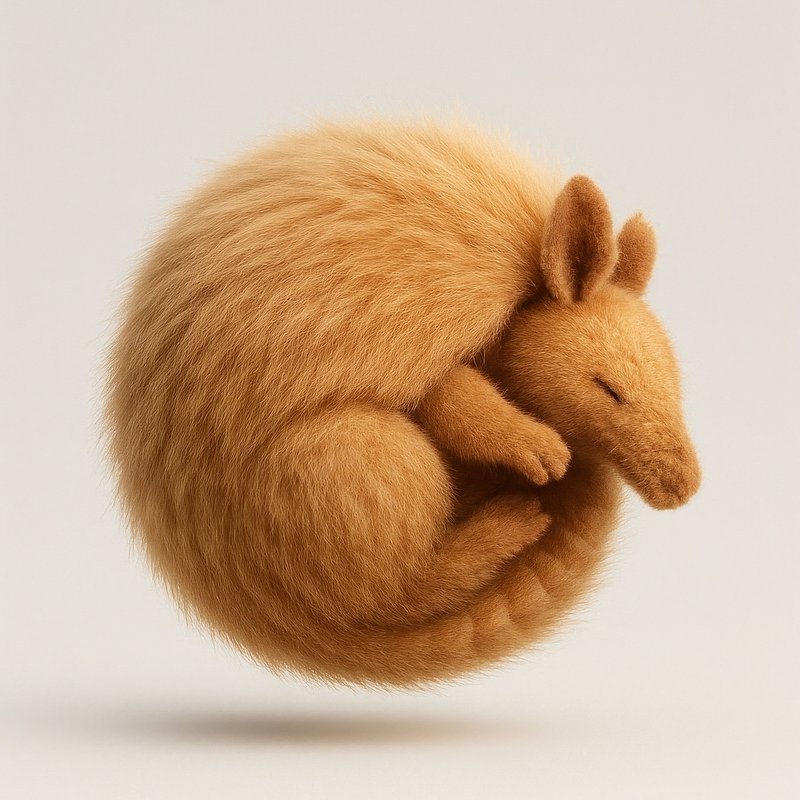 Cute fluffy armadillo illustration.