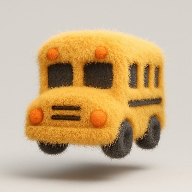 Fuzzy yellow school bus illustration.