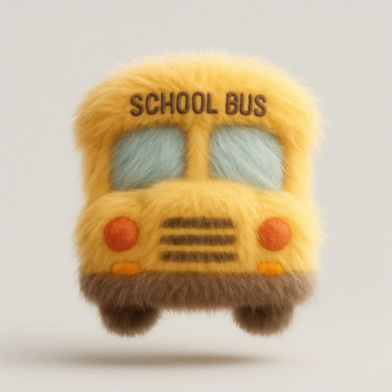 Fuzzy school bus illustration art.