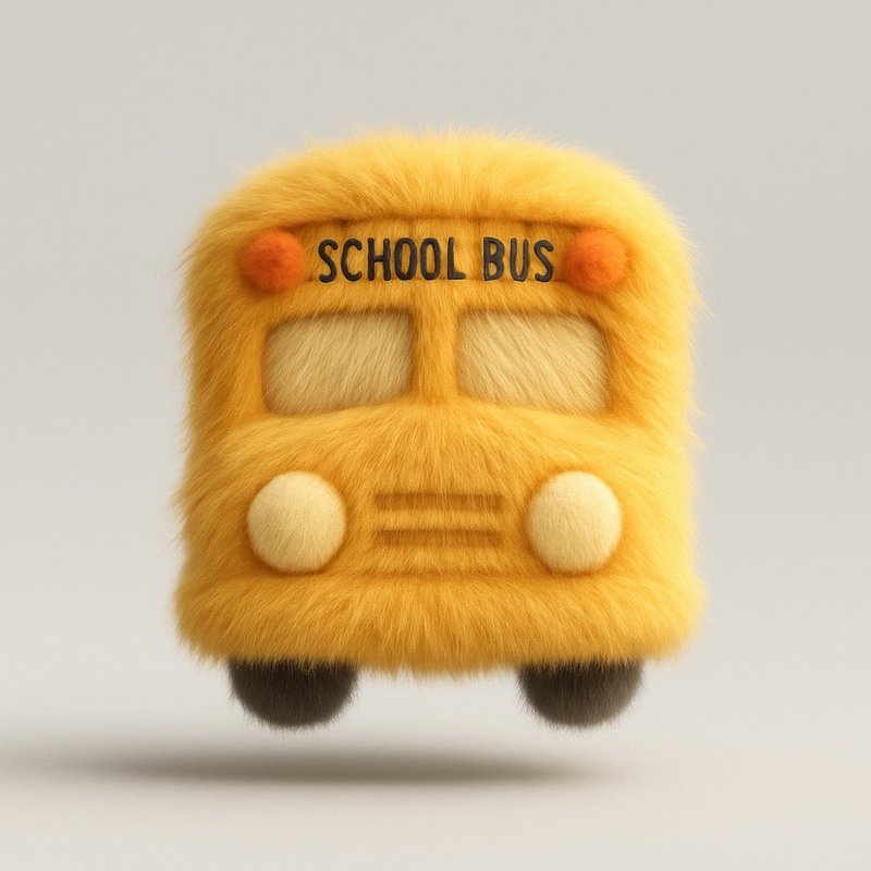 Fuzzy school bus illustration art.