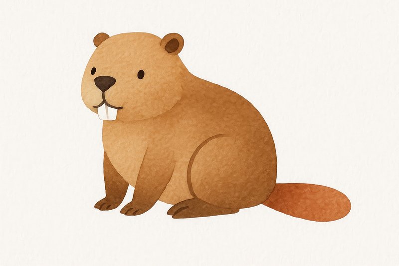 Cute cartoon beaver illustration.