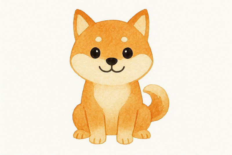 Cute watercolor Shiba Inu illustration.