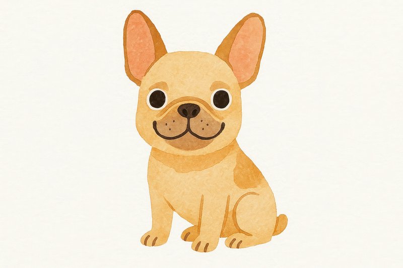 Cute watercolor French Bulldog illustration.
