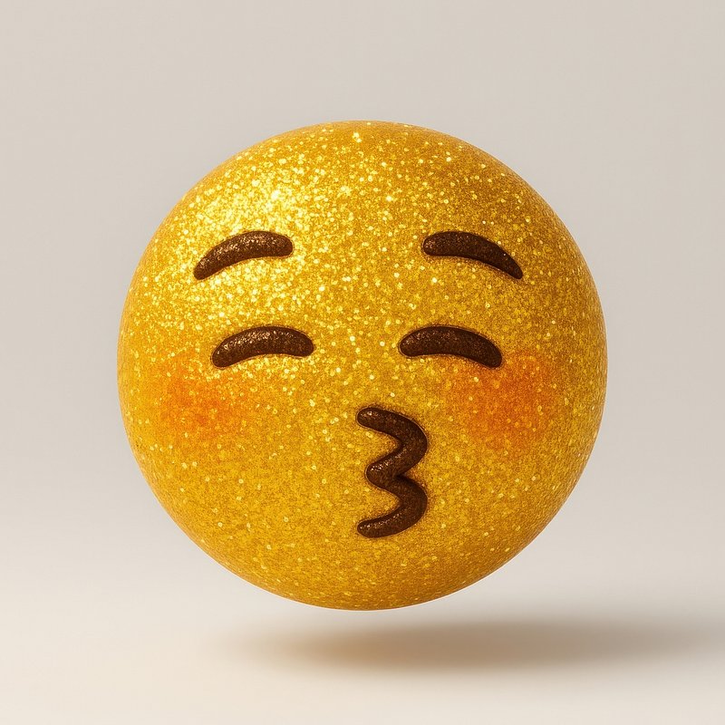 Glittery emoji blowing kiss