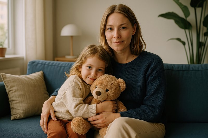Mother child cozy home