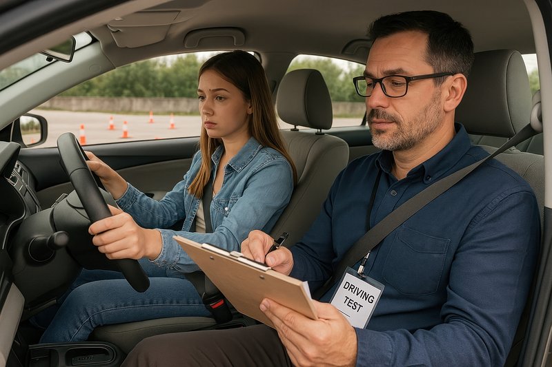 Driving test with instructor supervision.