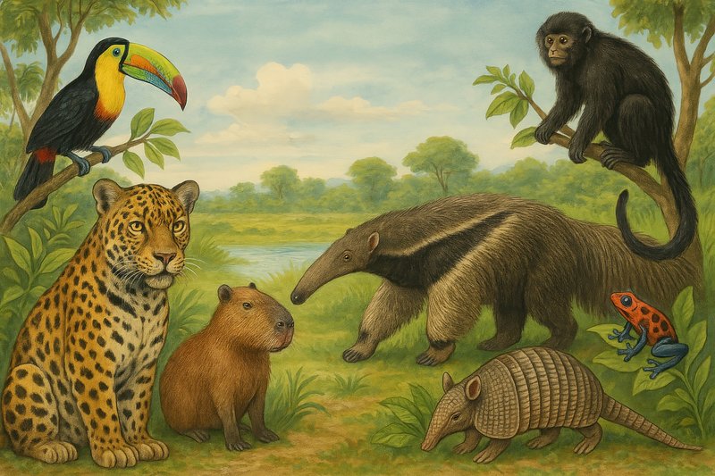 Amazon rainforest animals illustration