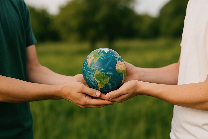 Hands holding Earth globe