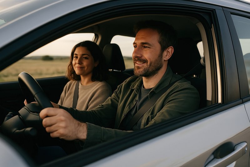 Couple enjoying scenic drive