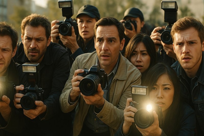 Photographers capturing intense moment.