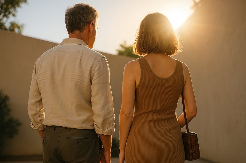 Couple enjoying sunset together.