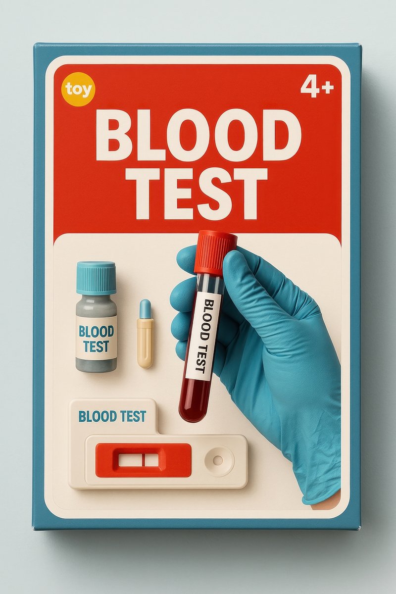 Toy blood test kit illustration.