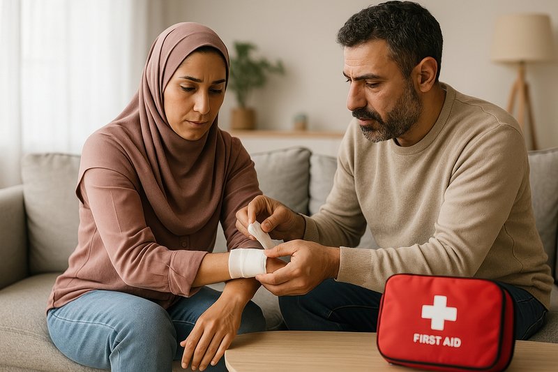 First aid care at home.