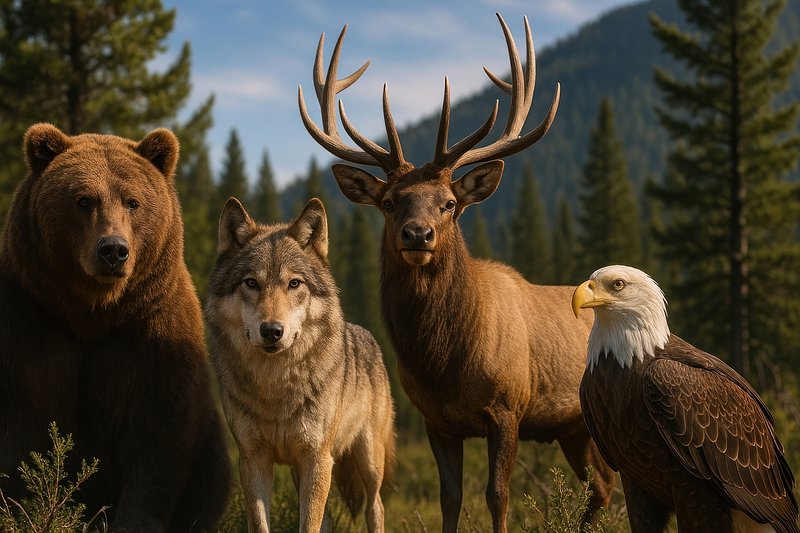 Wildlife harmony in forest
