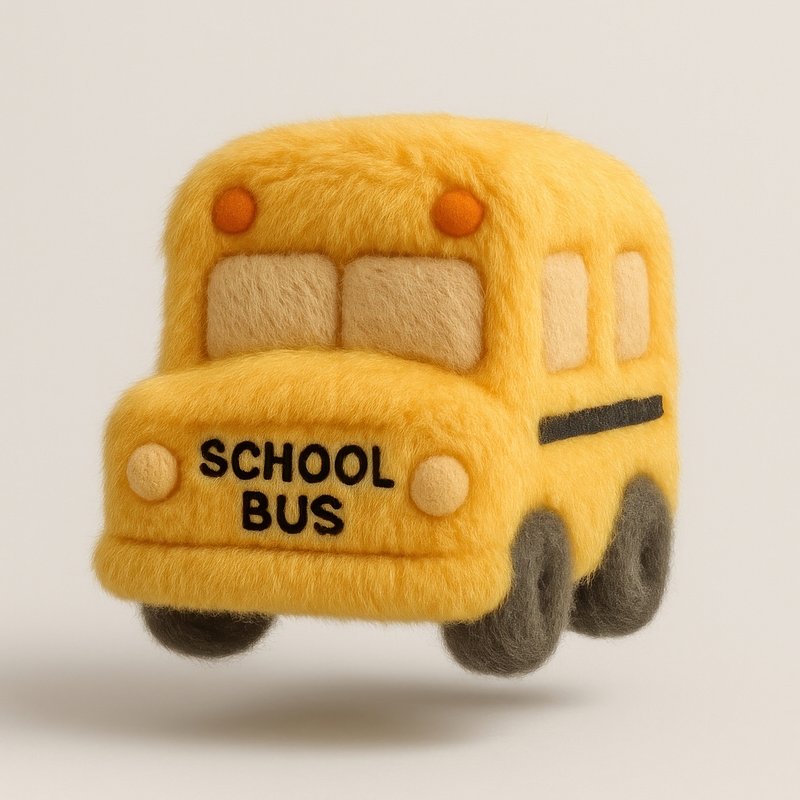 Cute felted yellow school bus.