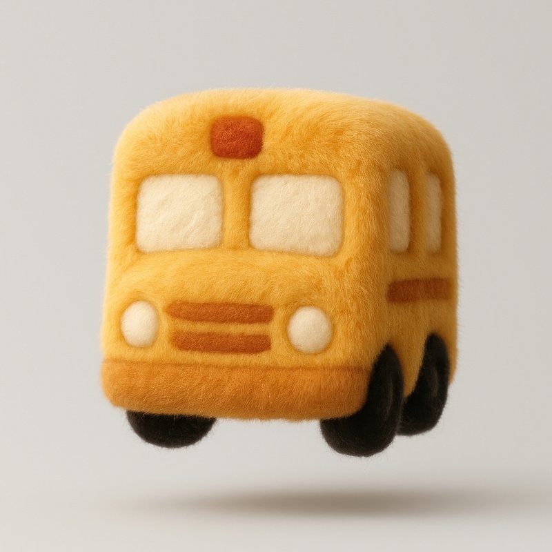 Cute felted school bus illustration.