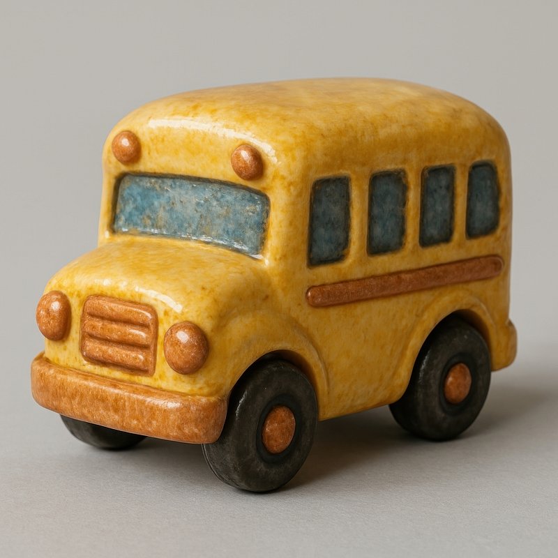 Vintage ceramic school bus decor.