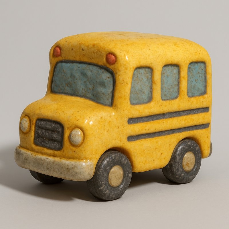 Cute yellow toy bus illustration.
