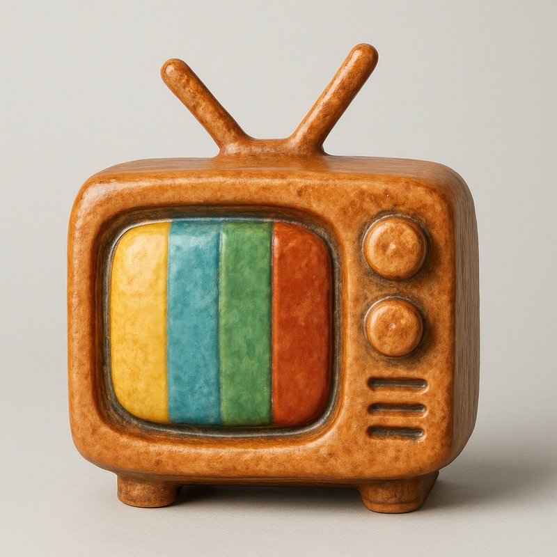 Retro colorful ceramic TV illustration.