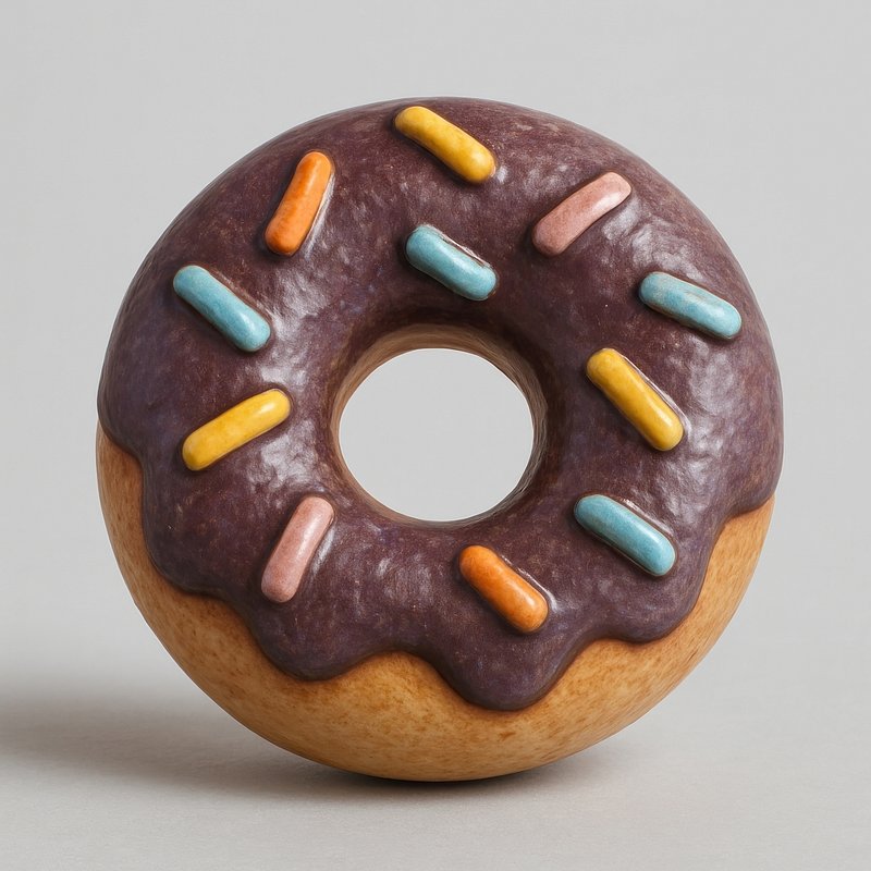 Colorful glazed donut illustration.