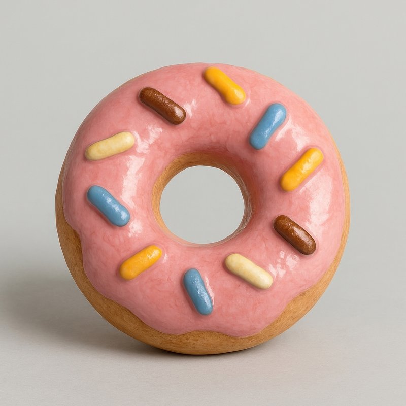 Colorful donut with sprinkles.