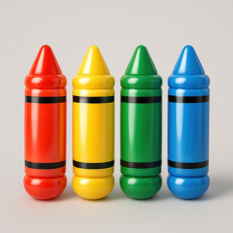 Colorful crayons in a row.