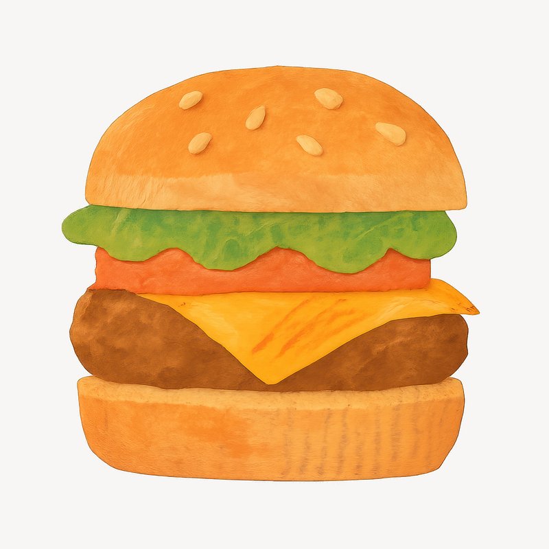 Colorful delicious burger illustration.