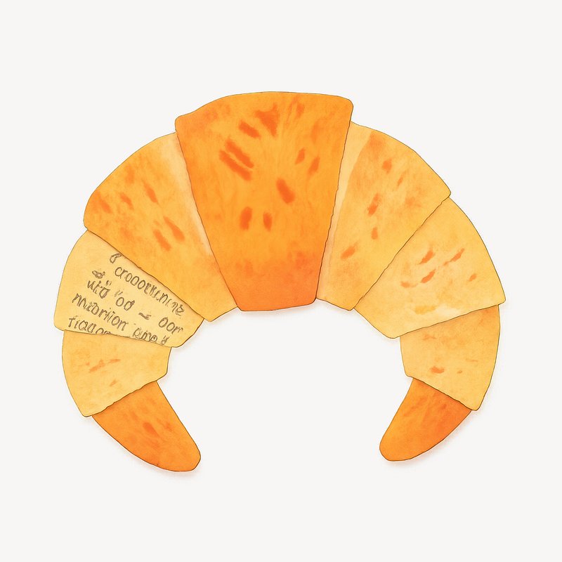 Delicious watercolor croissant illustration.