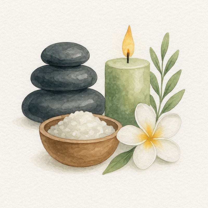 Serene spa elements watercolor