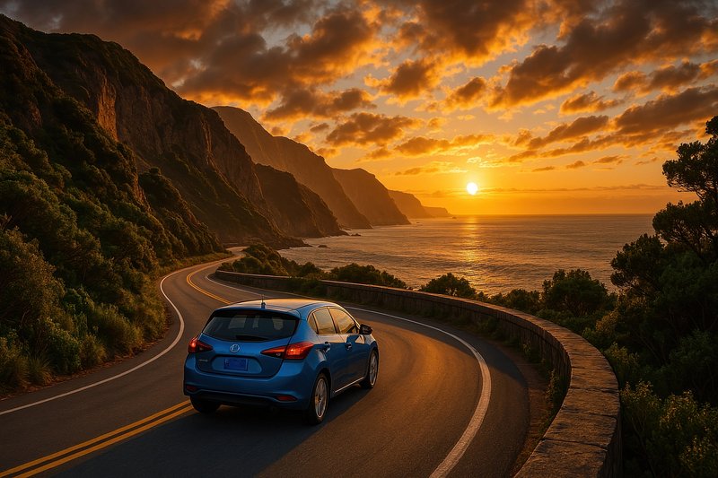 Car on scenic coastal road