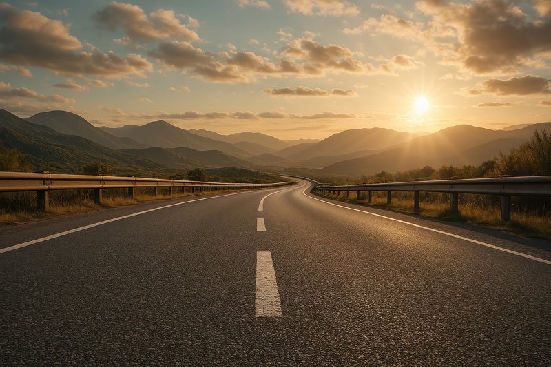 Serene sunset road journey