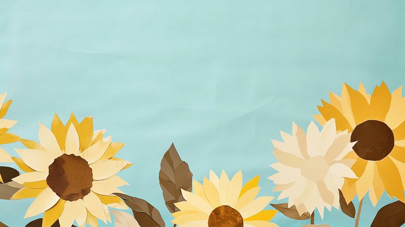 Vibrant sunflowers on blue