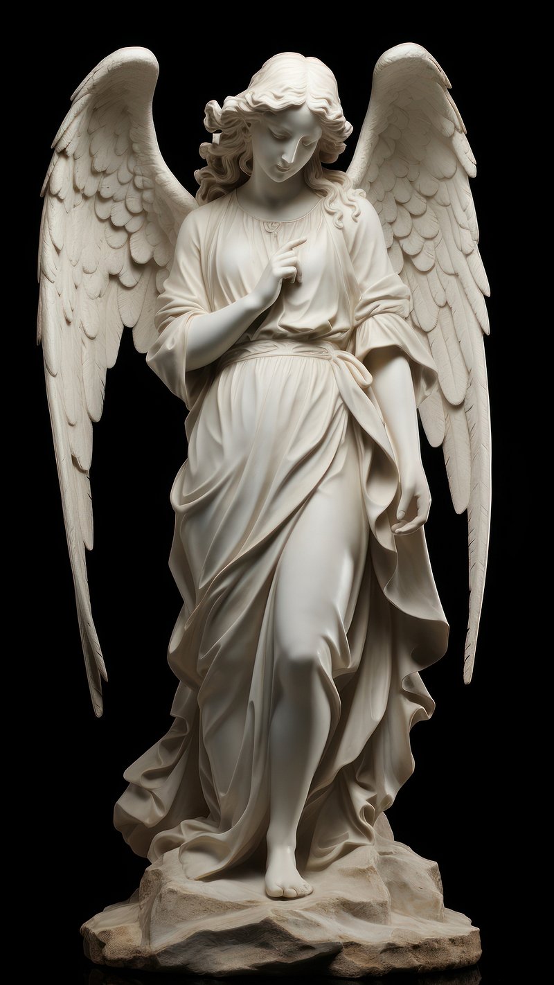Elegant angelic marble statue