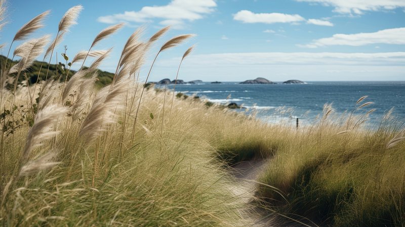 Serene coastal path view