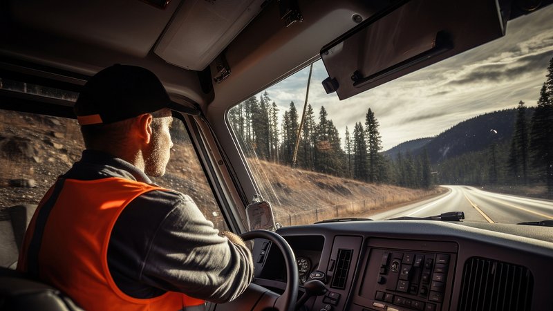 Truck driver scenic mountain road