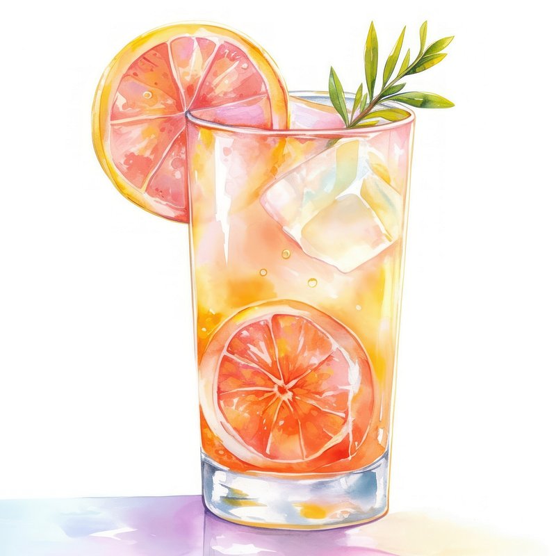 Paloma drink illustration grapefruit.