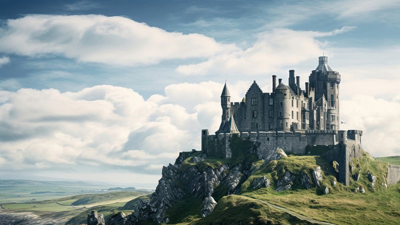 Majestic castle atop cliffs
