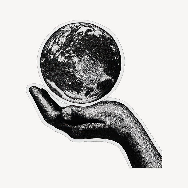 Hand holding celestial sphere