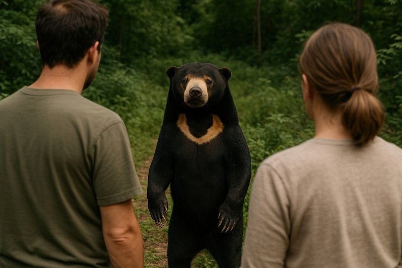 Unexpected encounter with standing bear.