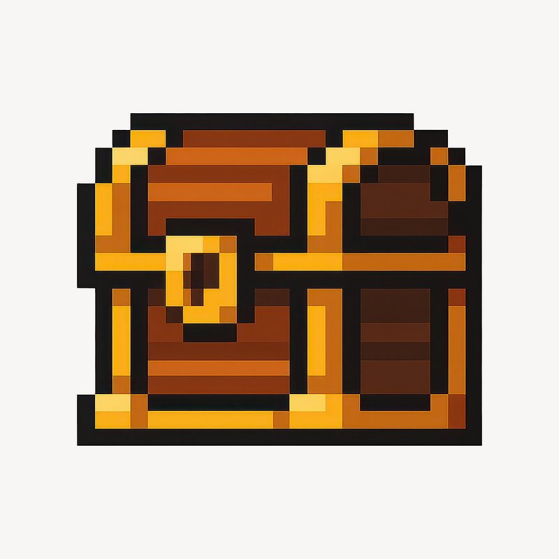 Pixelated treasure chest illustration.