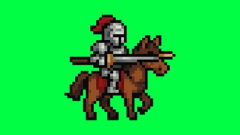 Pixelated knight on horseback
