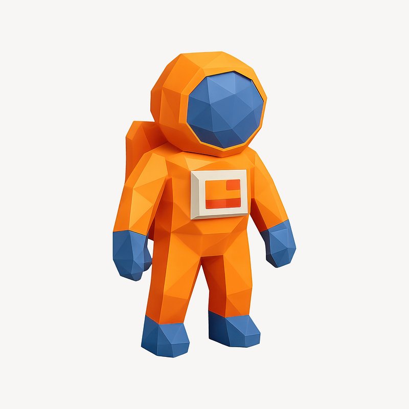Geometric astronaut in vibrant colors.