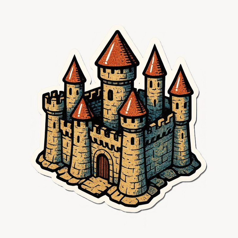 Medieval stone castle illustration