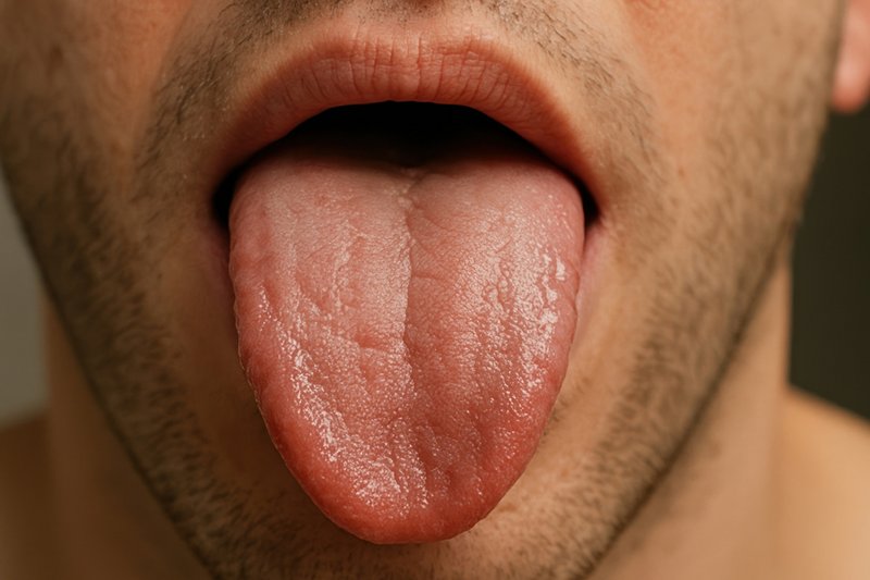 Close-up human tongue texture.